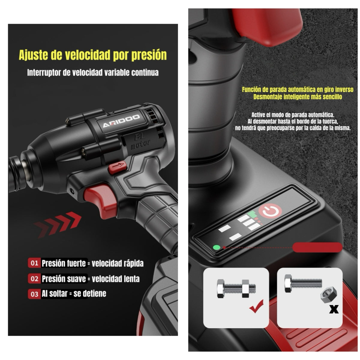 Kit Llave Impacto Inalámbrica Taladro Pistola 2 Baterías D02