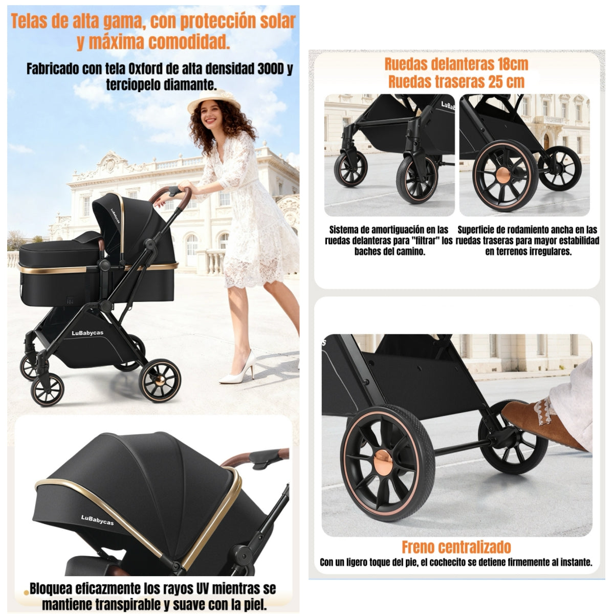 Coche Travel System LuBabycas 0-4 Años Aluminio Alvin