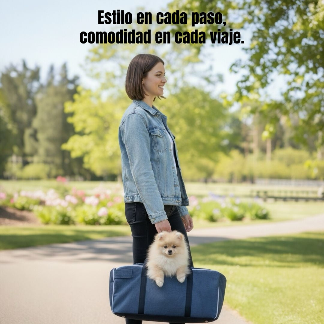 Bolso De Asiento Mascotas Portatil Transportador 2 En 1 Azul