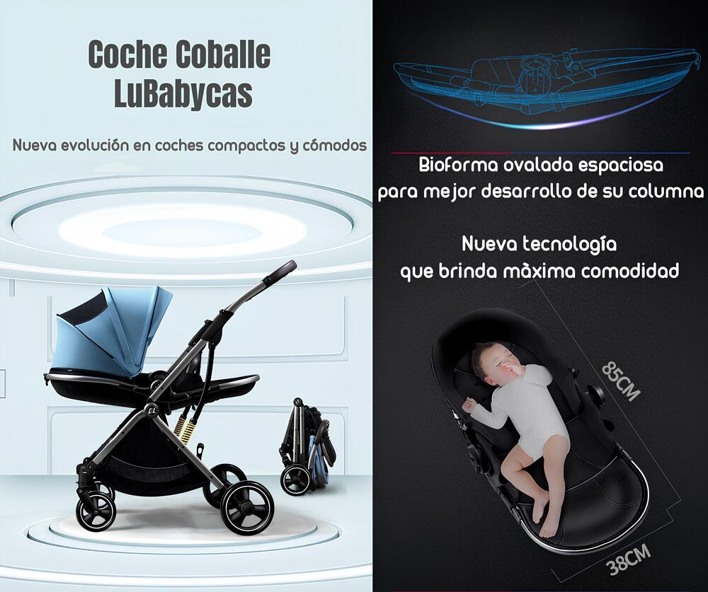 Coche De Paseo Modo Apego Y Panorámico Negro Lubabycas