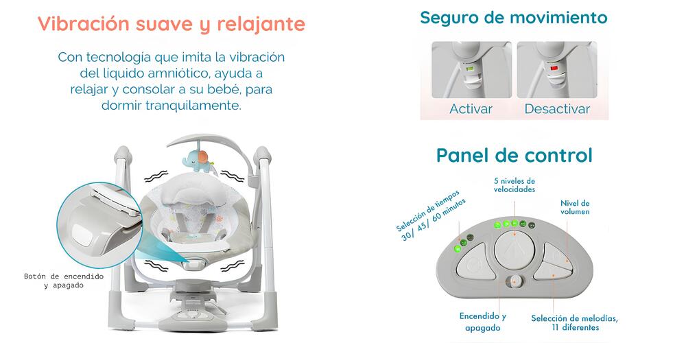 Columpio Mecedora Eléctrico Vibración Ingenuity Lubabycas