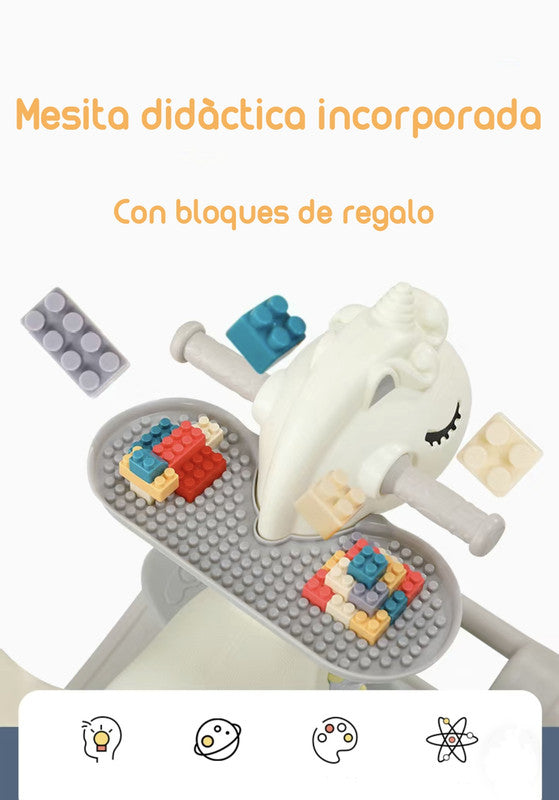 Correpasillo Andador Balance 3 En 1 Con Accesorios Rosado