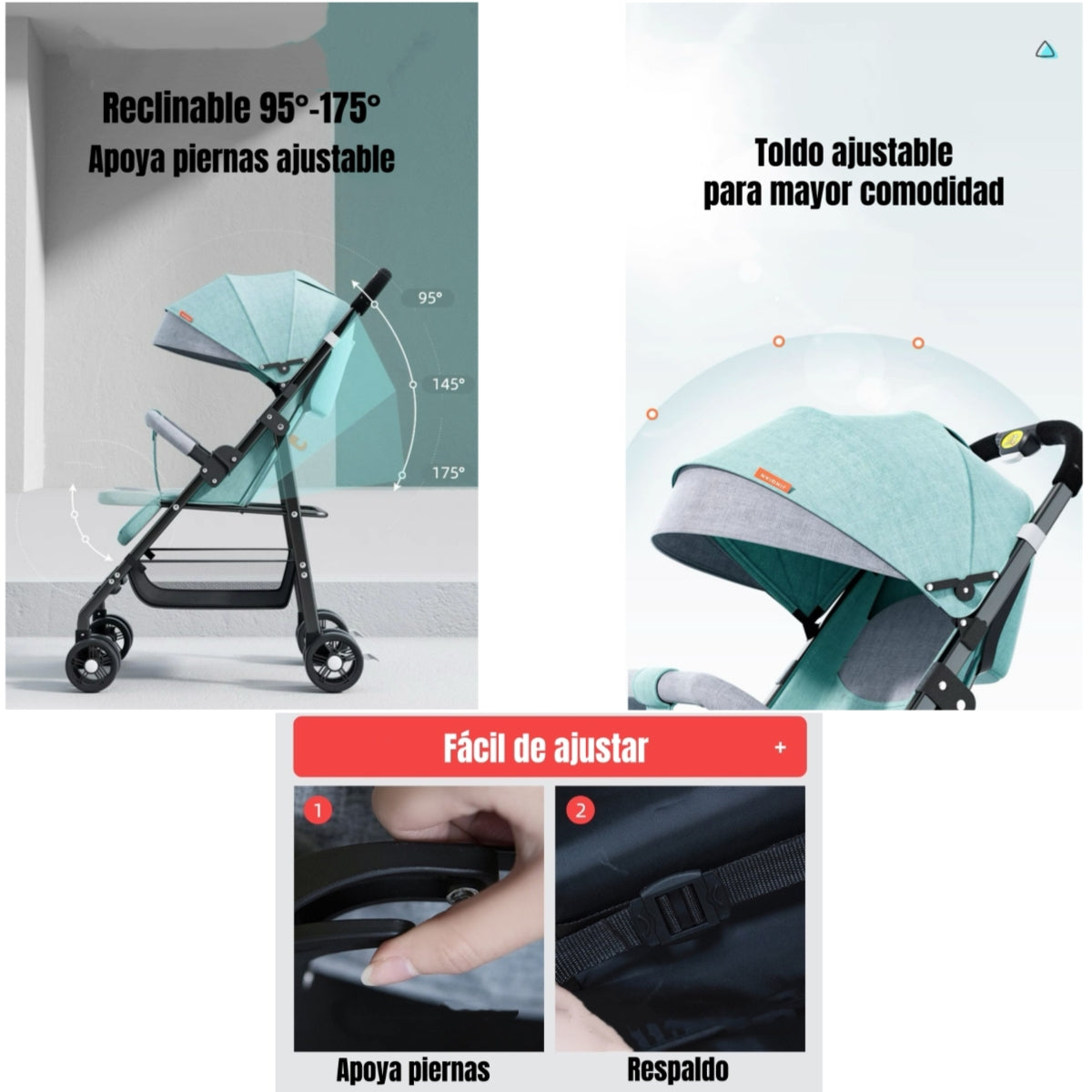 Coche De Paseo Reclinable Liviano Smart Rosado LuBabycas
