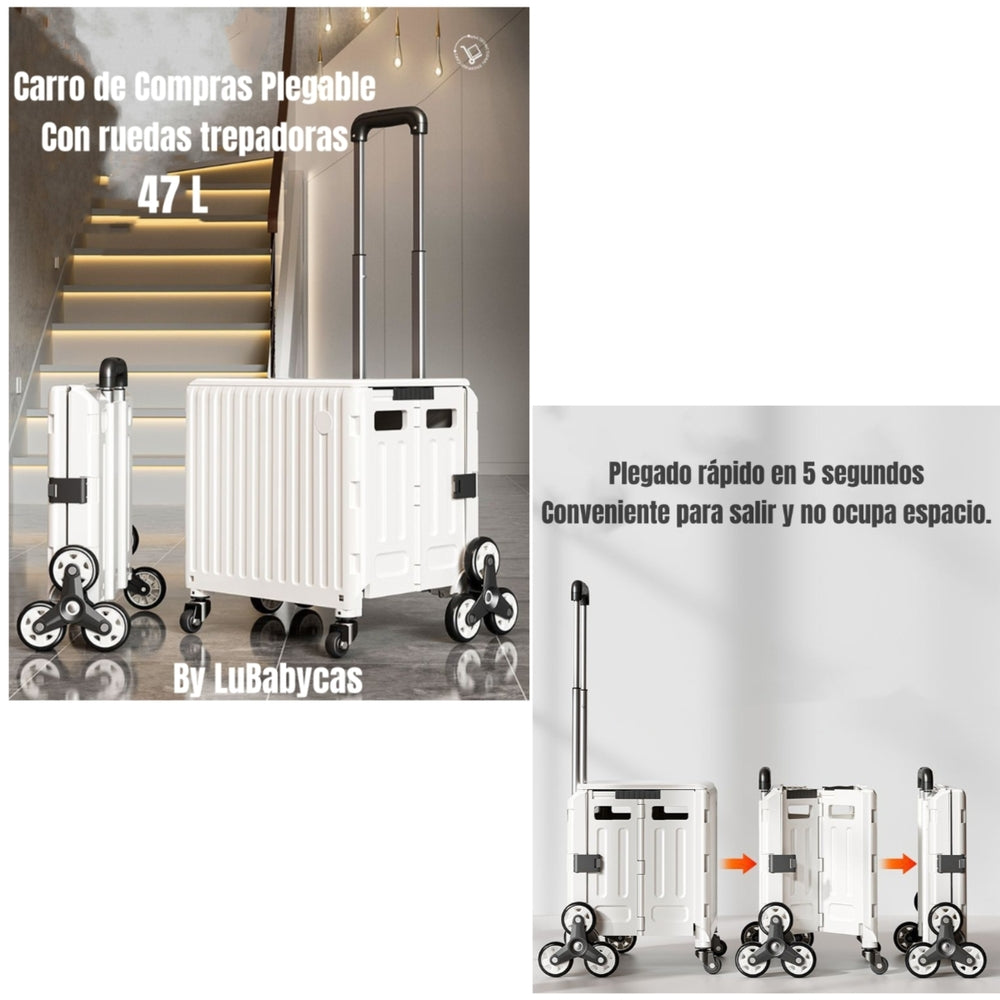 Carrito de Compras Plegable Con Ruedas Trepadoras Blanco