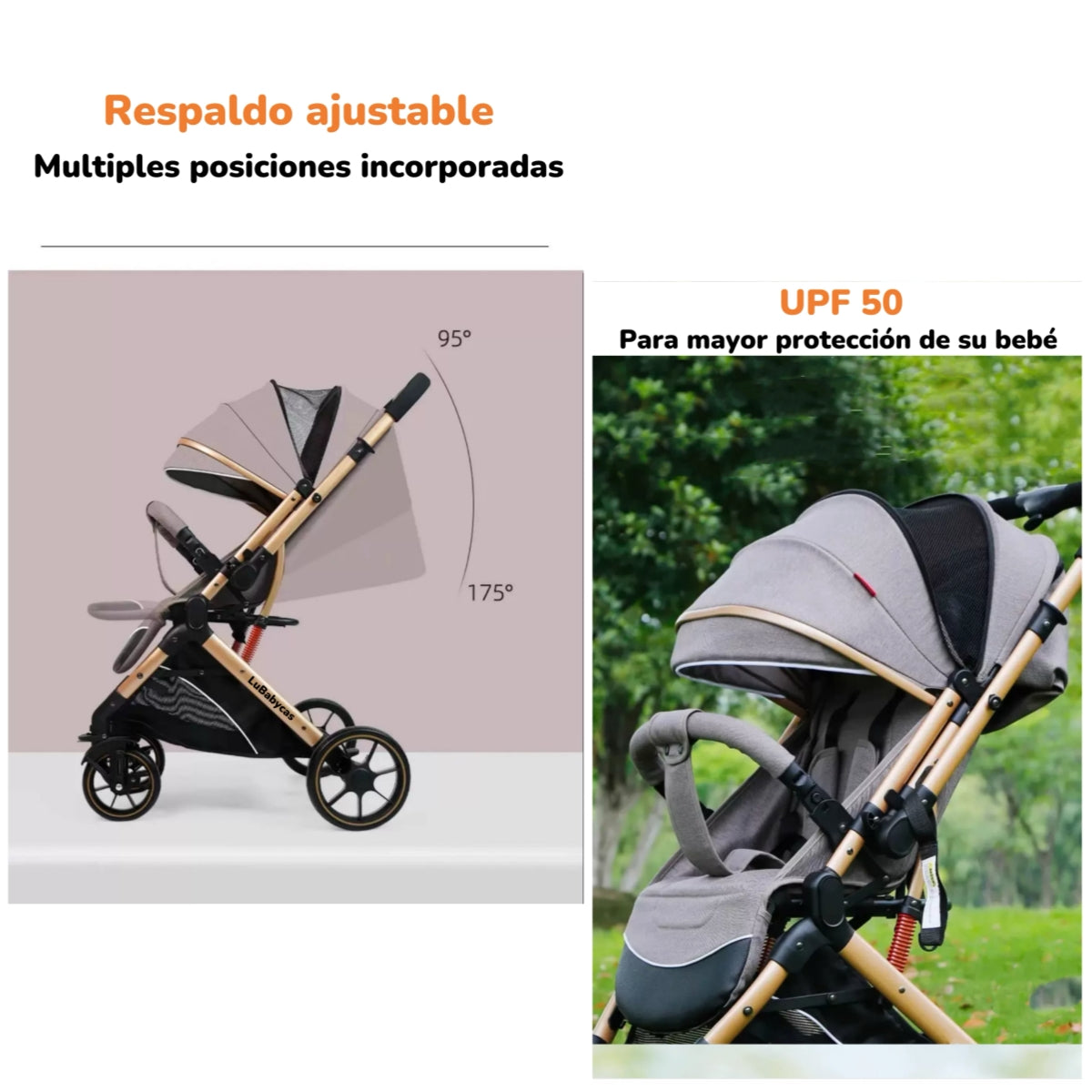 Coche De Paseo Reversible Con Cubre Pies B1 Negro LuBabycas