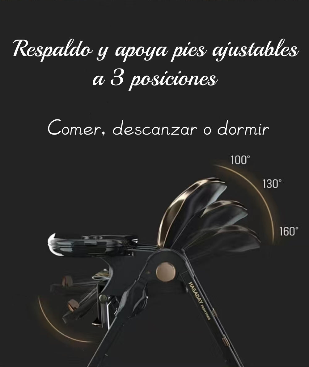 Silla De Comer Lujosa Reclinable Hagaday Negra Lubabycas