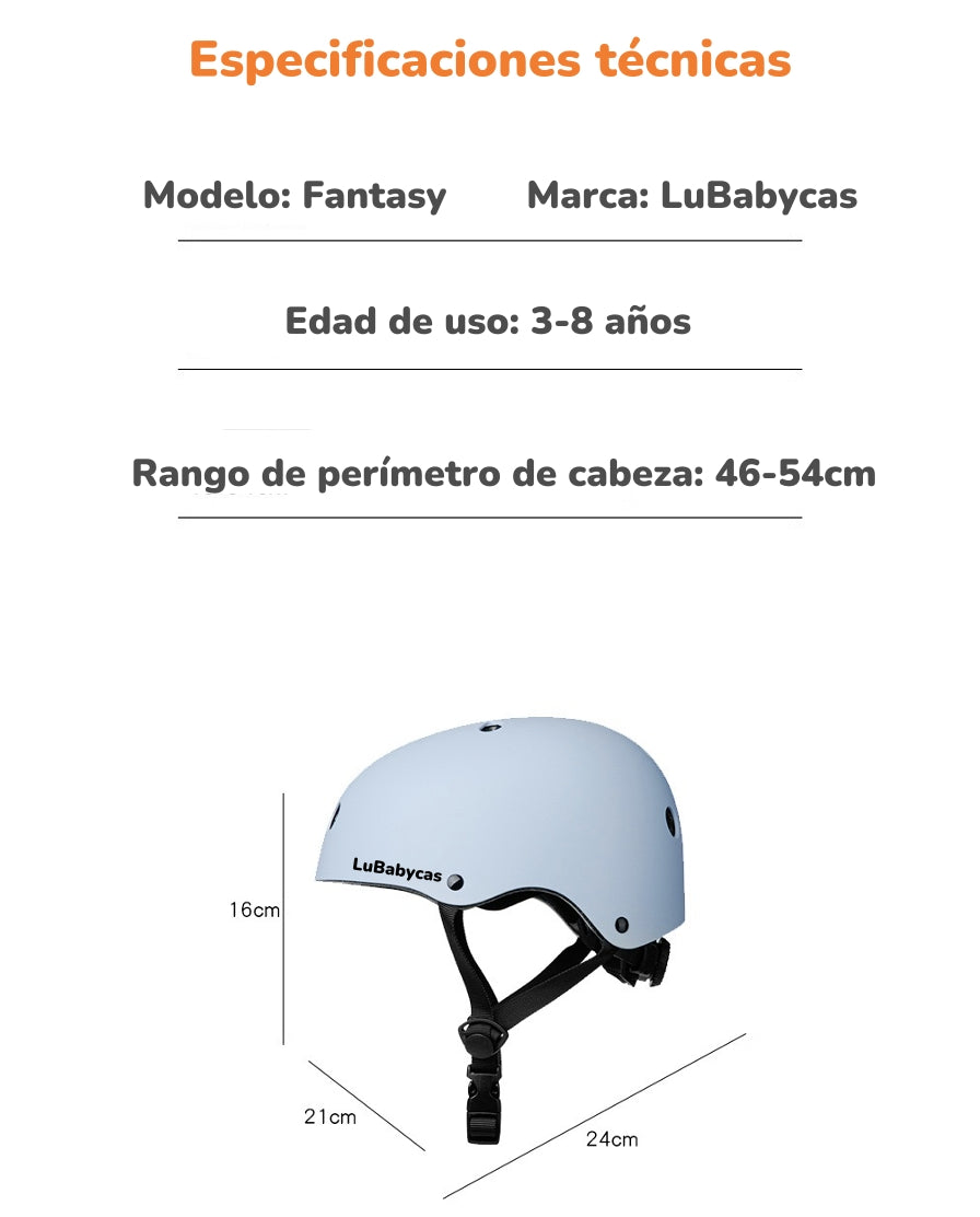 Casco Infantil Bicicleta Regulable Fantasy Blanco LuBabycas