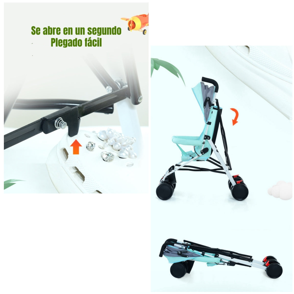 Coche Paragua Con Posa Vaso Swift Rosado LuBabycas