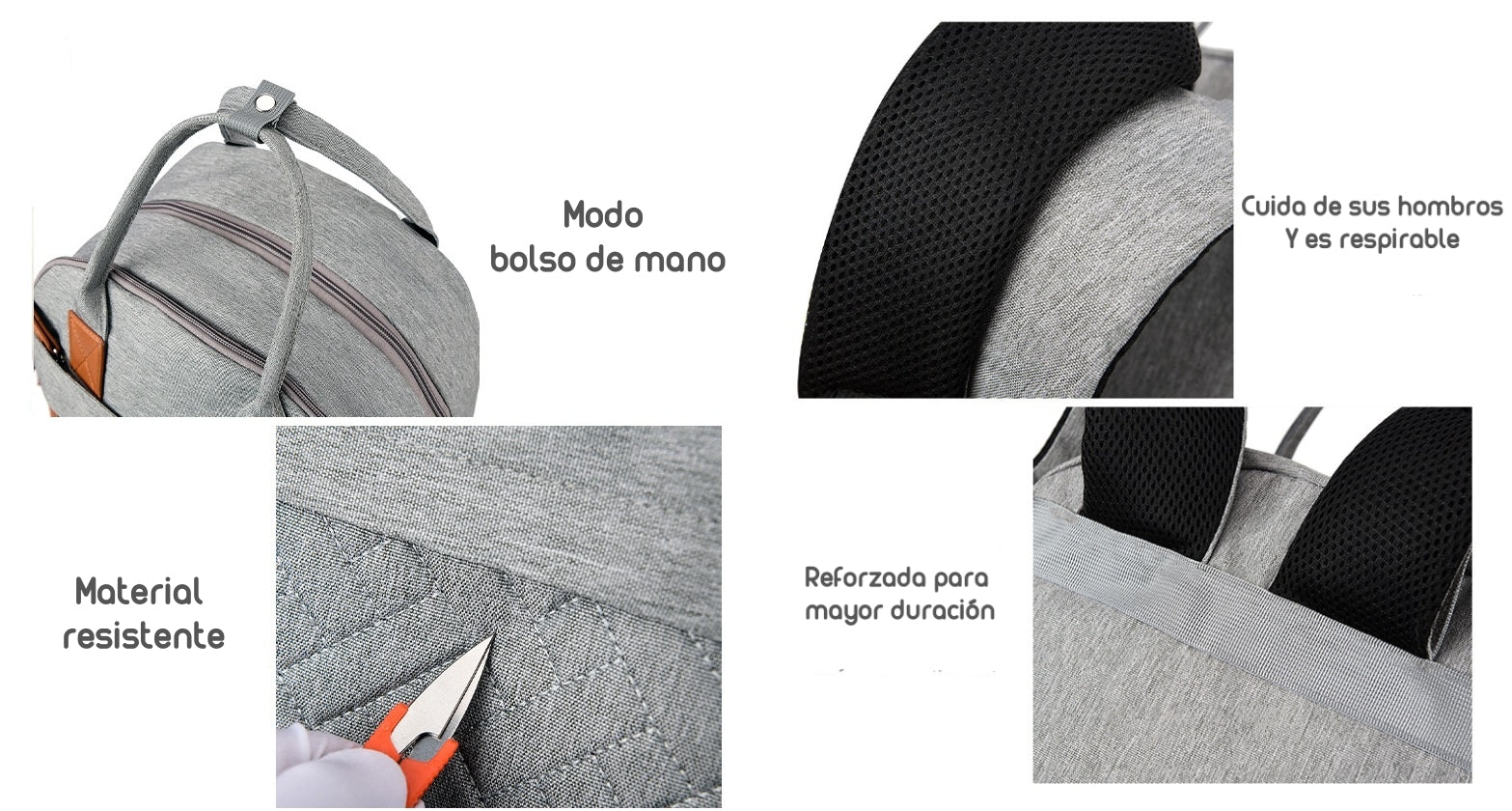 Mochila Maternal Con Monidero Y Colgador Lubabycas Negra