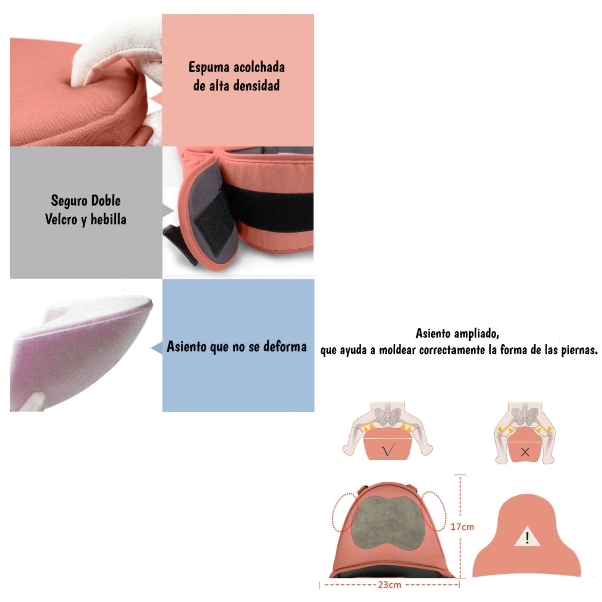Portabebé Ergonomico 0-3 Años Sonet Rosado By Lubabycas