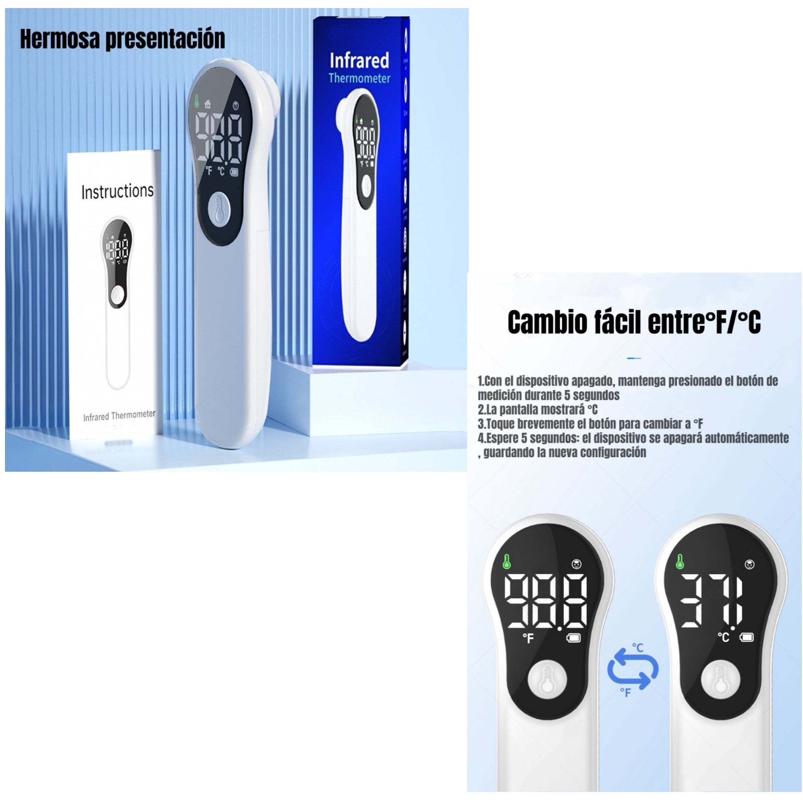 Termómetro Infrarrojo Digital Recargable M6 Blanco LuBabycas