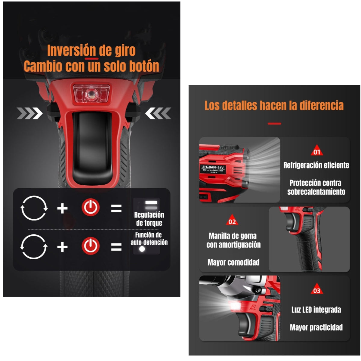 Kit Llave De Impacto Inalámbrica Taladro Pistola 2 Baterías