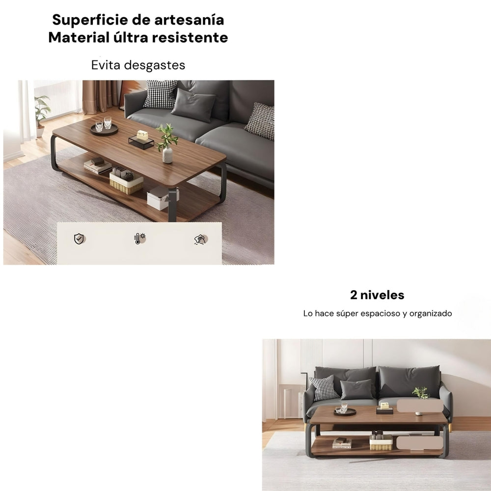 Mesa De Centro Rectangular 2 Niveles 120x60x43cm LuBabycas