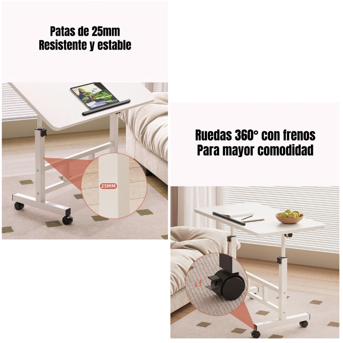 Escritorio Plegable Hatch 80x40cm Con Barrera Antideslizante