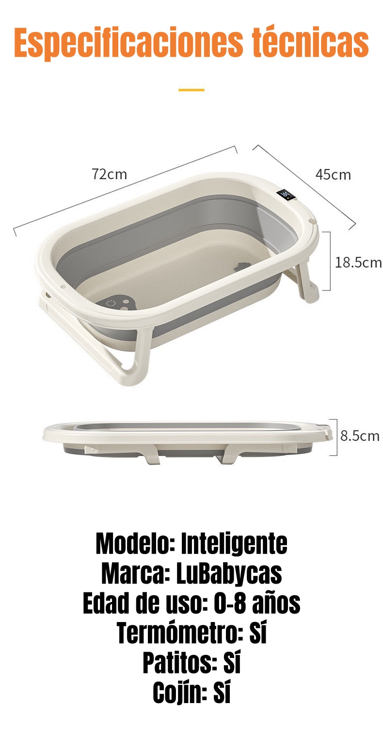 Bañera Plegable Con Termómetro Cojin Y Más Accesorios Rosada