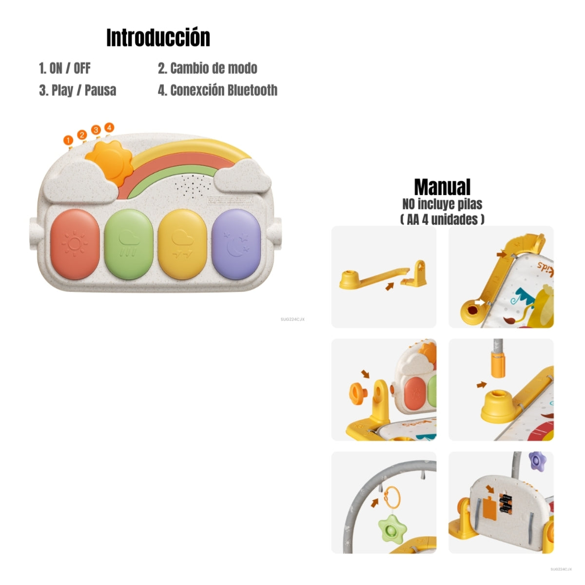 Gimnasio Musical Piano Con Bluetooth 3 En 1 TM243 LuBabycas