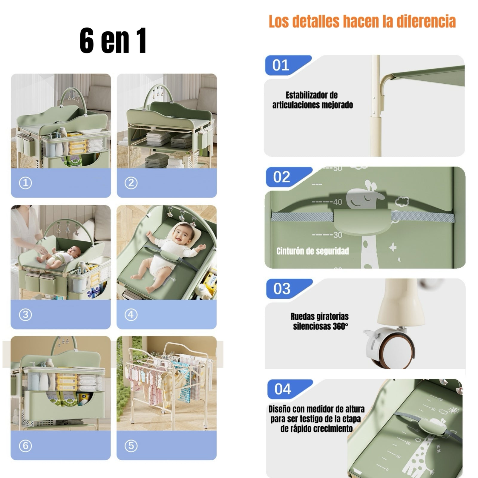 Mudador De Pañales LuBabycas Plegable Regulable Versa Gris