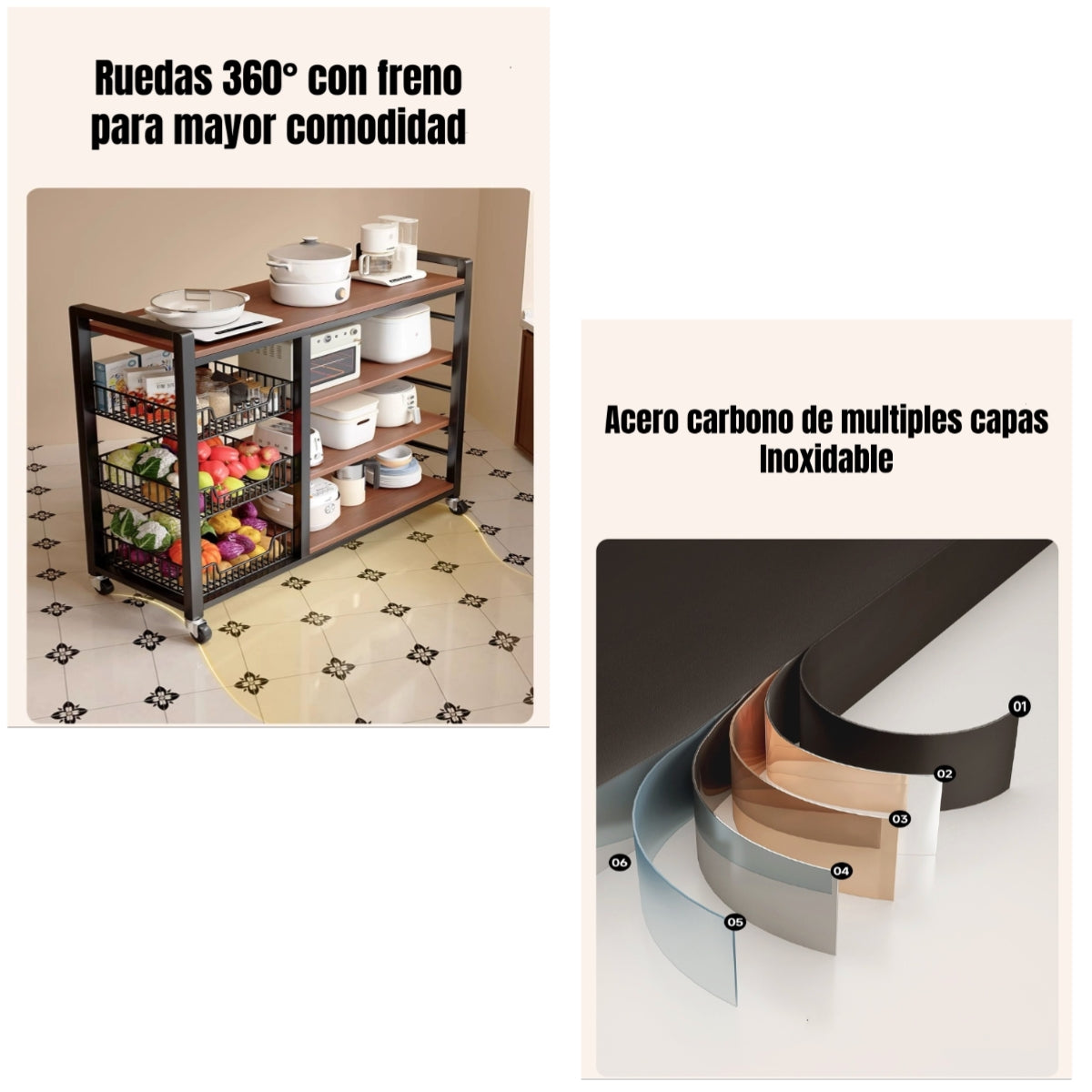Estantes Organizador Repisa Cocina 4 Niveles 80cm