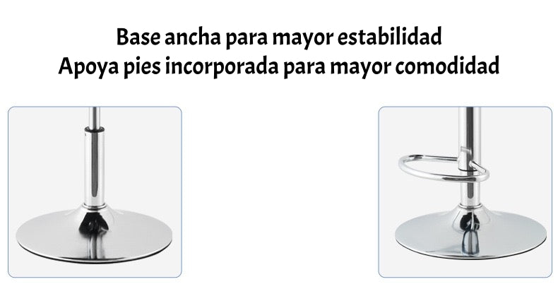 Pack 2 Sillas Piso Bar Negras Altura Regulable Con Respaldo
