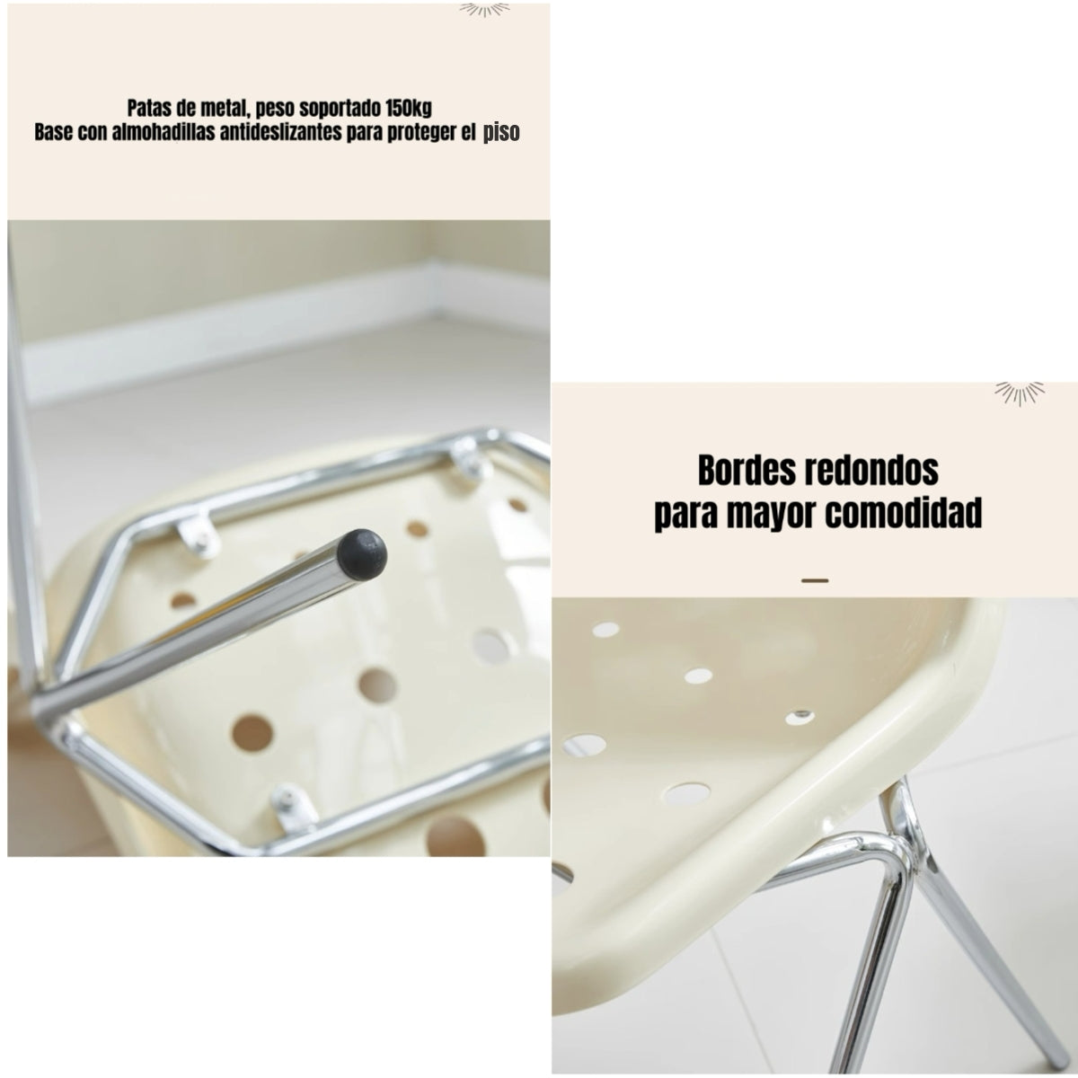 Set 4 Sillas De Comedor PP Swiss Crema By LuBabycas