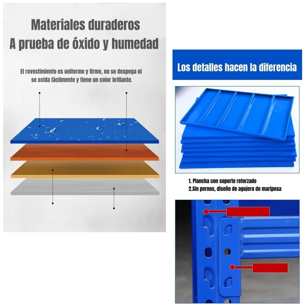 Estantes Metalicos 200*60*200cm Azul Naranjo 800 kilos