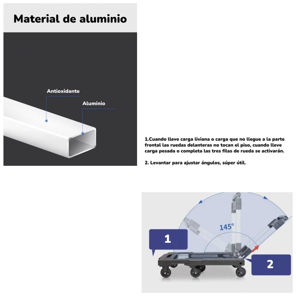 Carro De Carga Plegable Expandible Con Accesorios LuBabycas