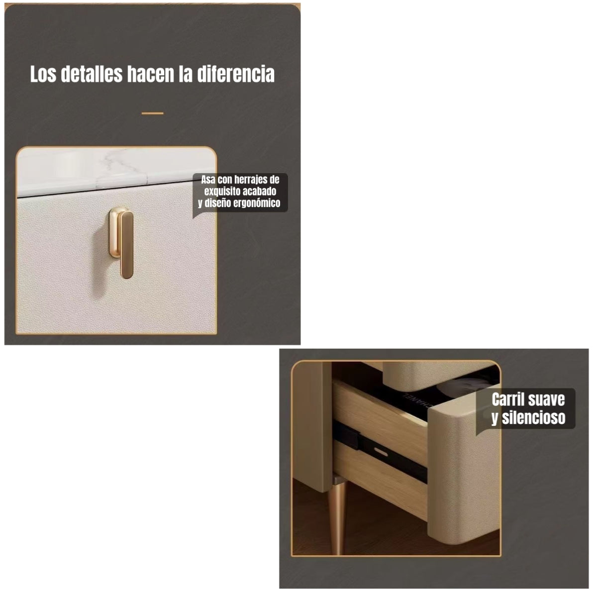 Velador Con Cubierta Pétrea Cuero Sintético Model 3