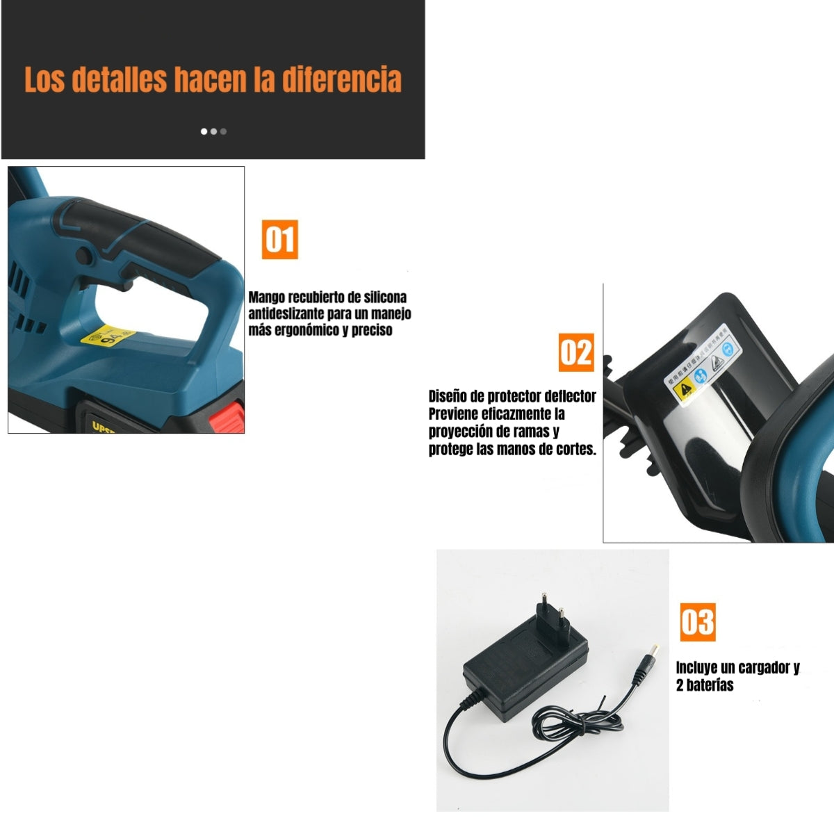 Cortasetos Eléctrico Inalámbrico 18" 800W Con 2 Baterías F03