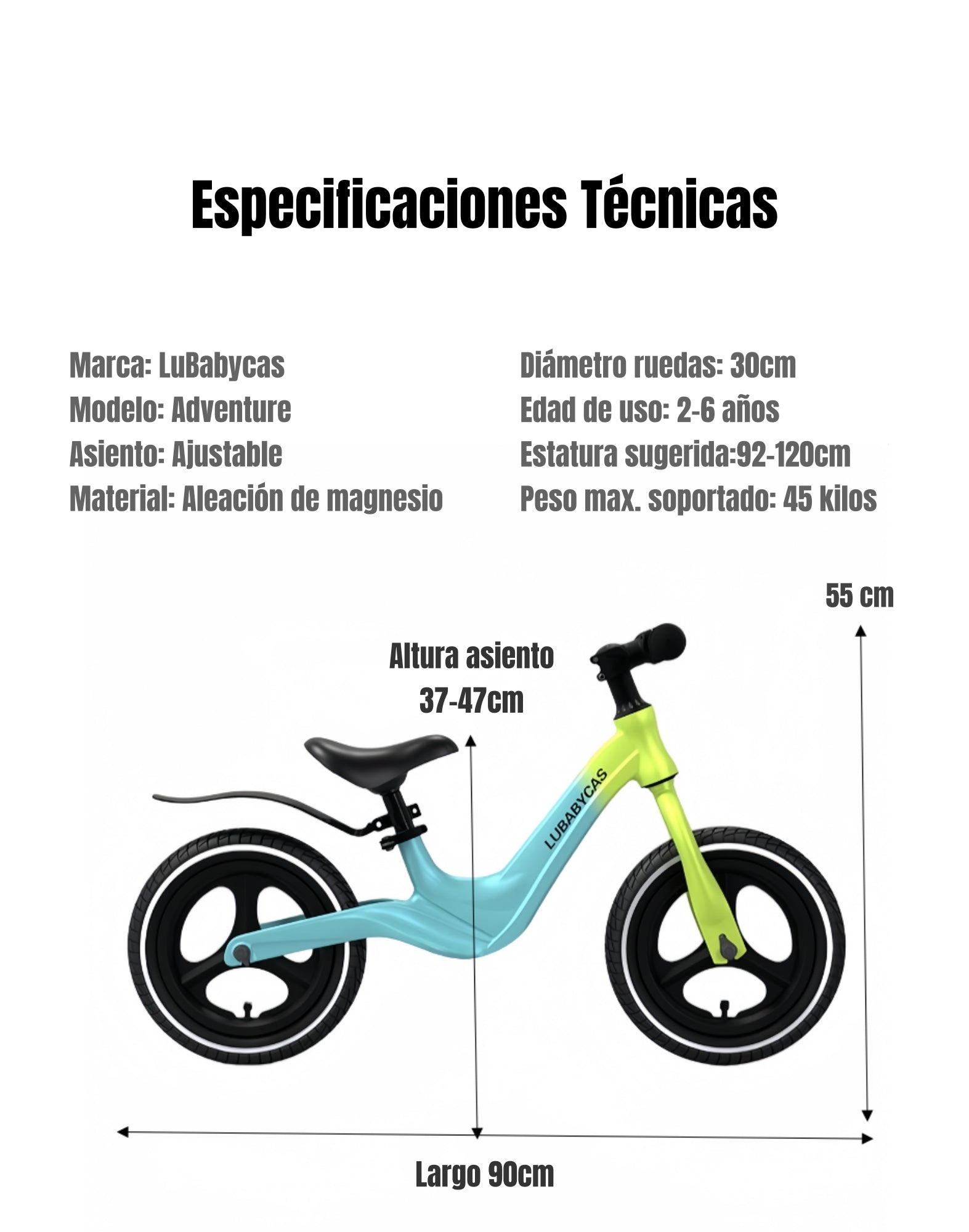 Bicicleta Equilibrio Últra Resistente LuBabycas Rosada