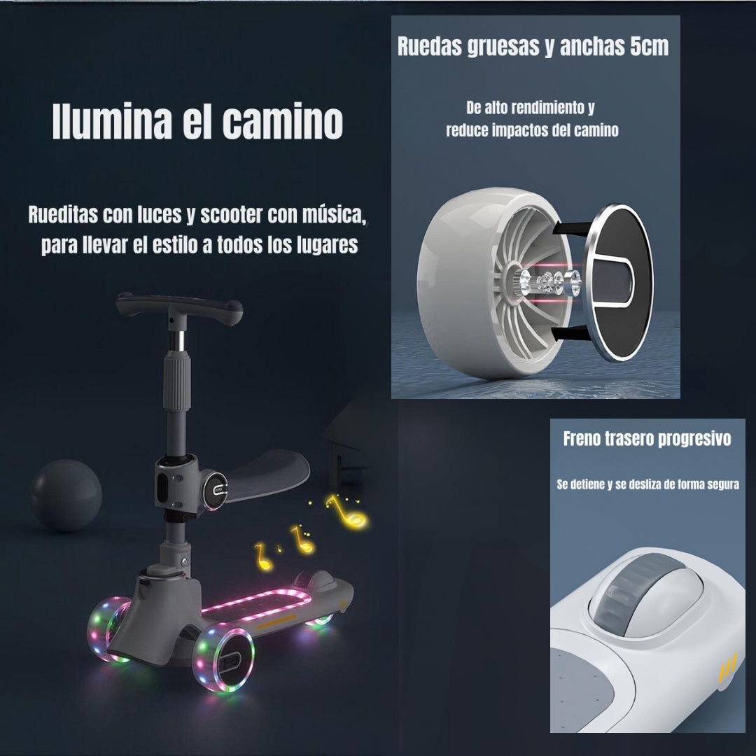 Scooter 3 Ruedas 2 en 1 Últra Resistente LuBabycas Rosado