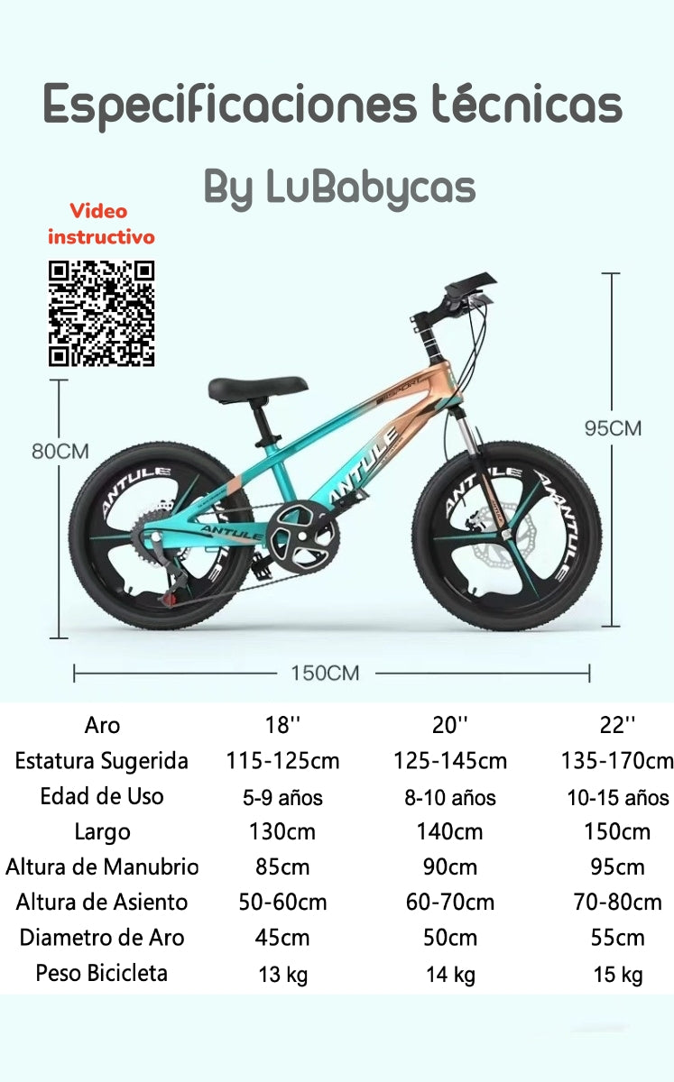 Bicicleta Infantil Antule Aro 18/20/22 LuBabycas