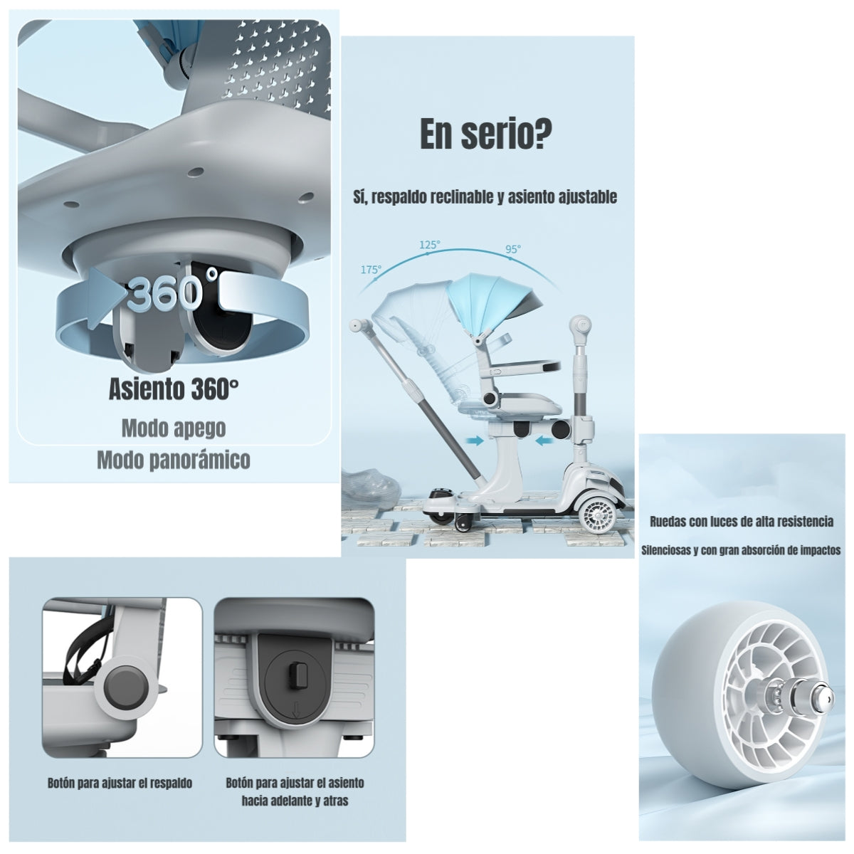 Triciclo Scooter 2 En 1 LuBabycas Azul LuBabycas