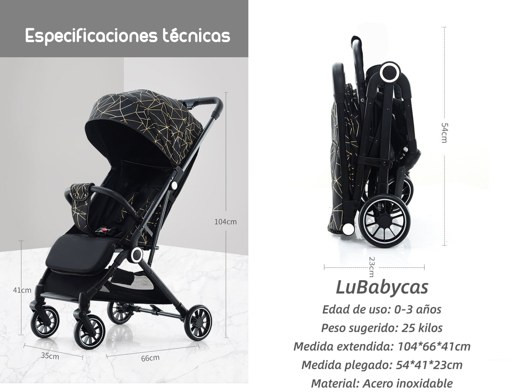 Coche De Paseo Últra Compacto Lubabycas Rosado