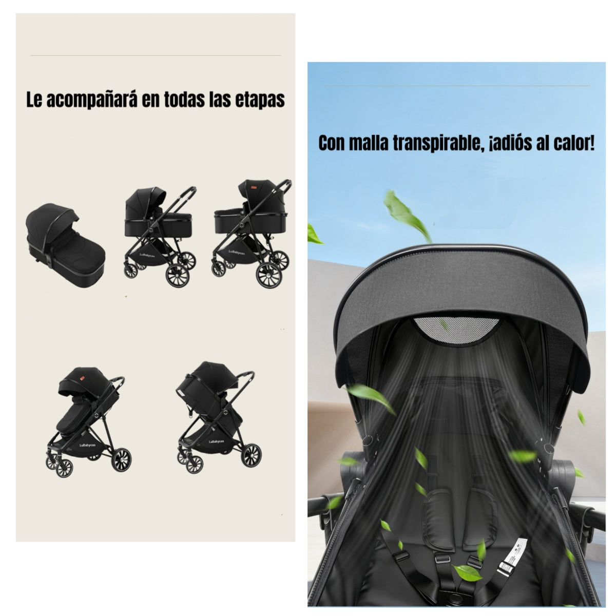 Coche Travel System Toldo 360°Gese Baby Gris LuBabycas