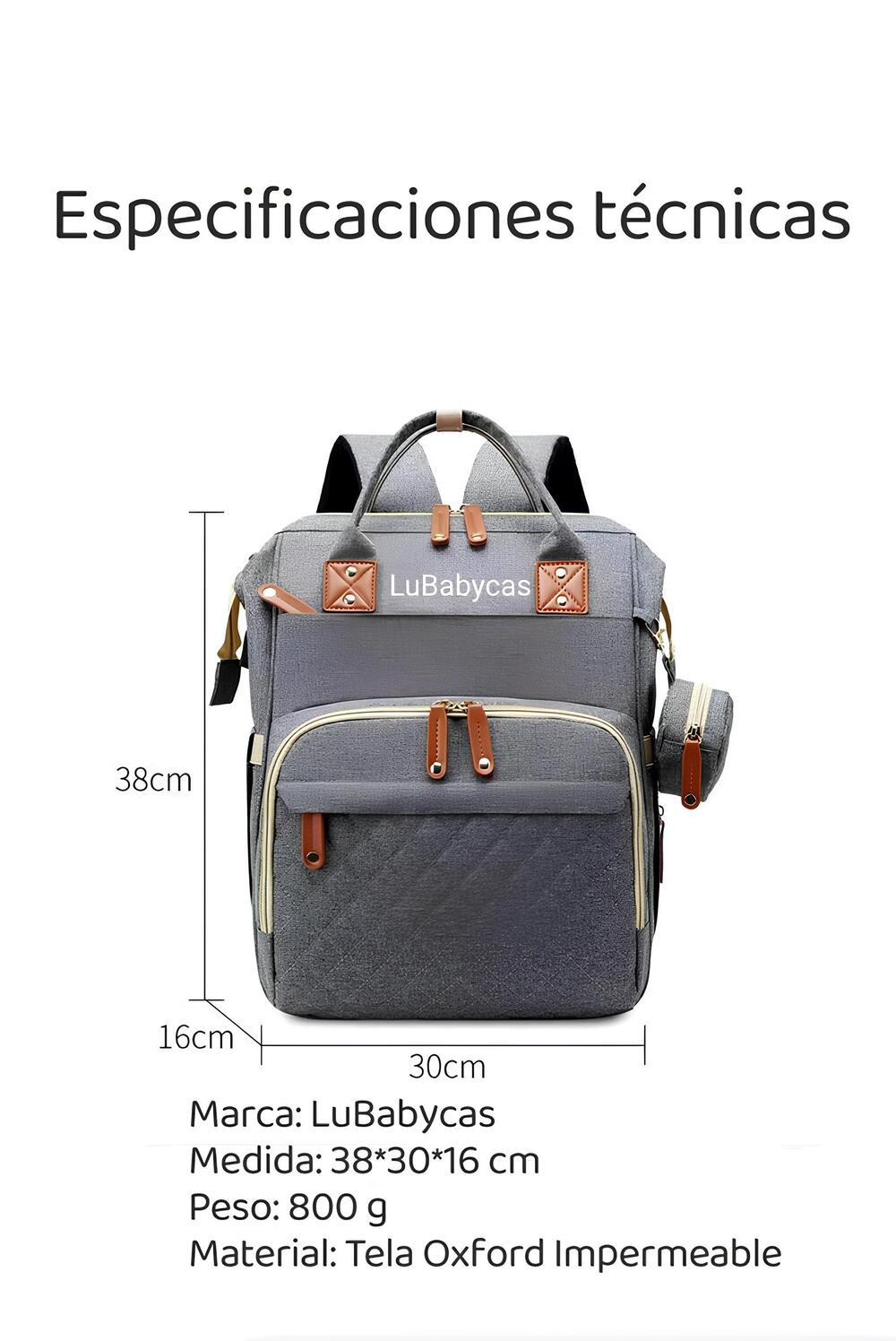 Mochila Maternal Lubabycas Impermeable Con Accesorios Azul