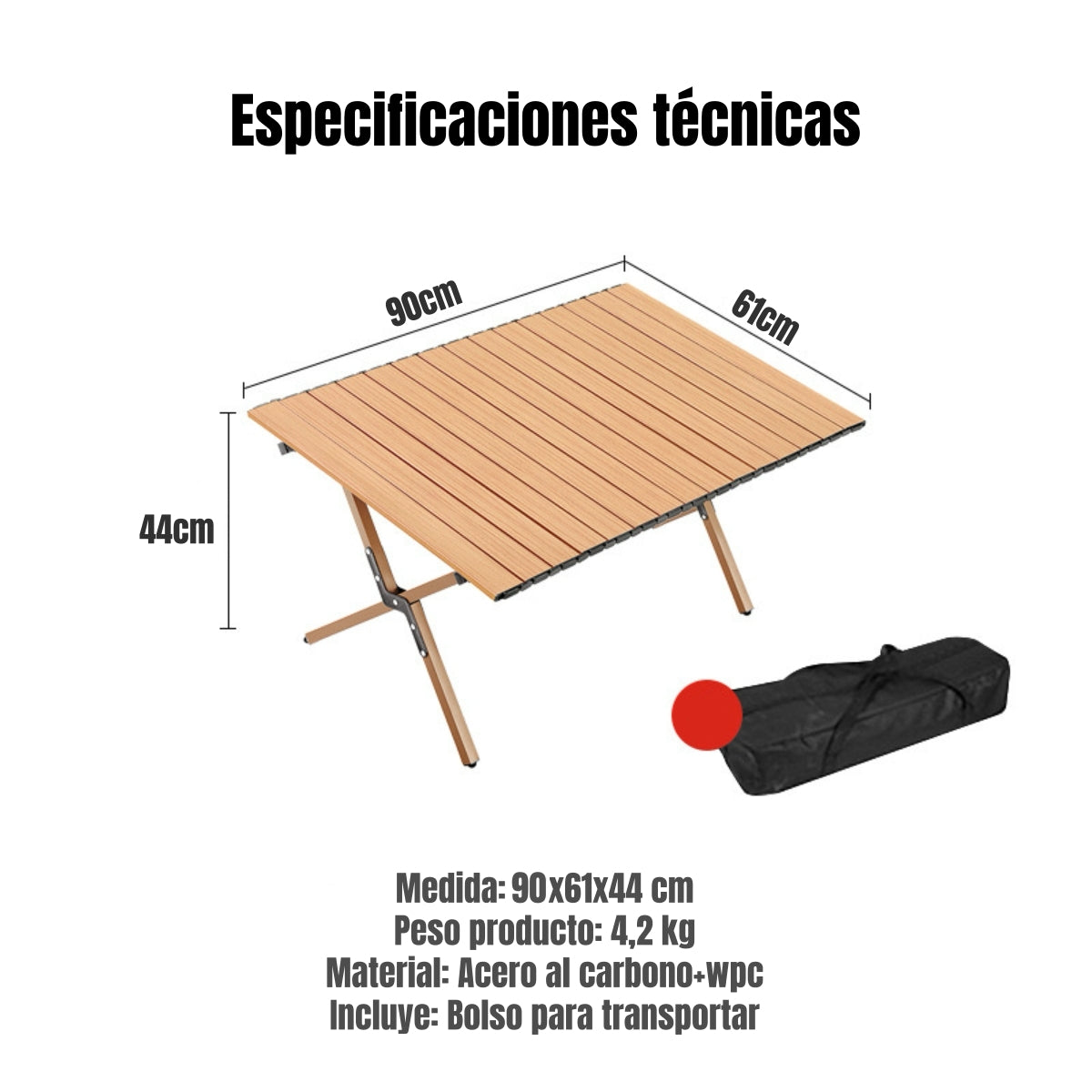 Mesa De Camping Plegable Impermeable Kemi