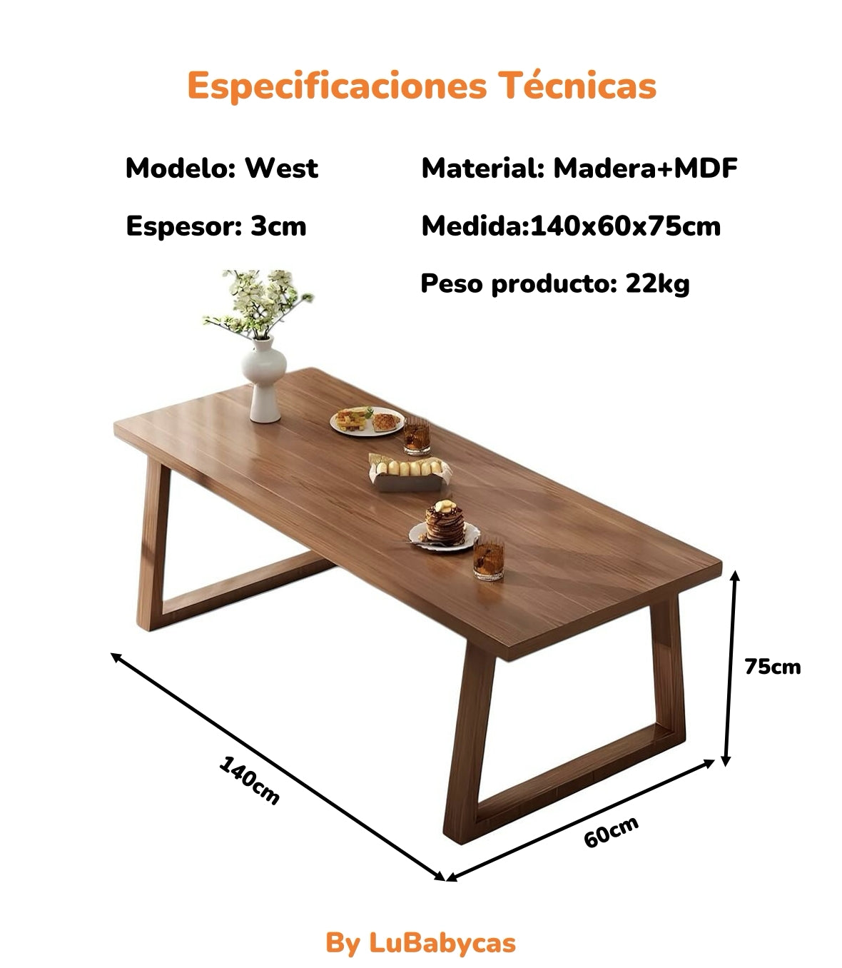 Comedor De Madera West 140/160/180cm By LuBabycas