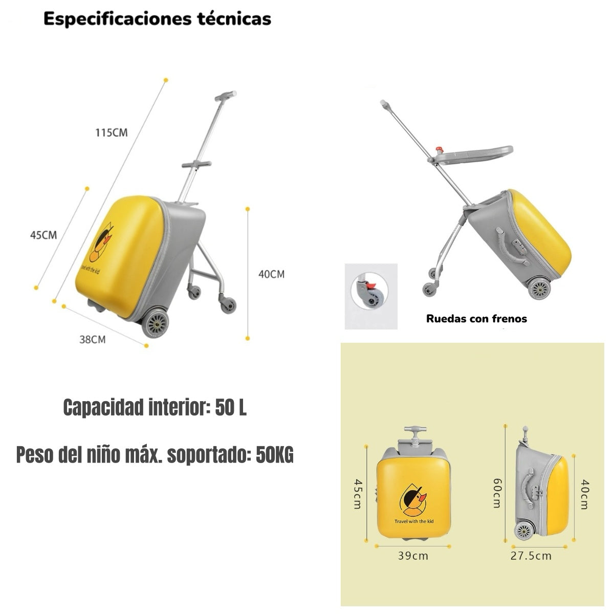 Maleta De Viaje Infantil Convertible 2 En 1 By LuBabycas