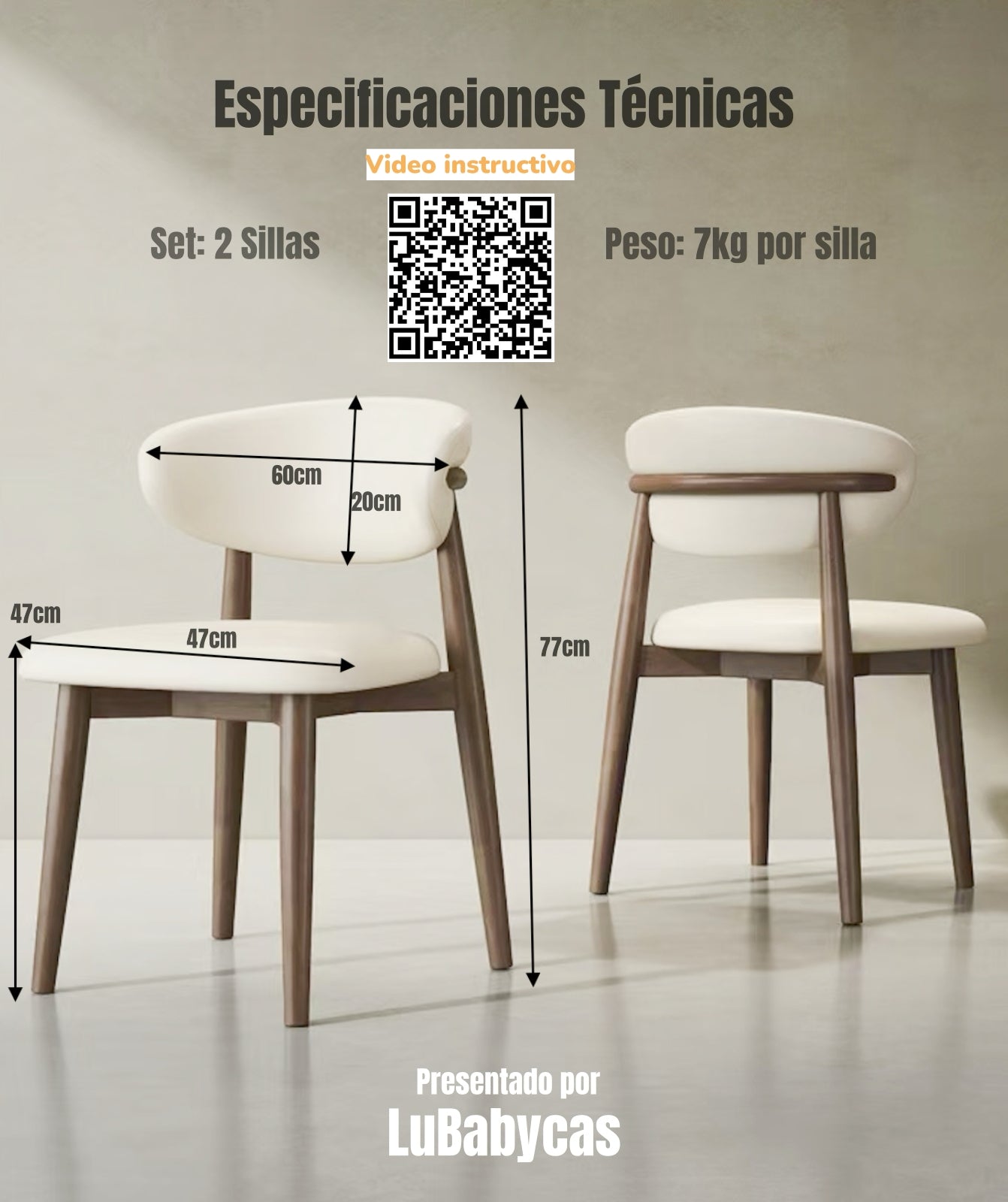 Pack 2 Sillas de Comedor Color Madera Family By LuBabycas