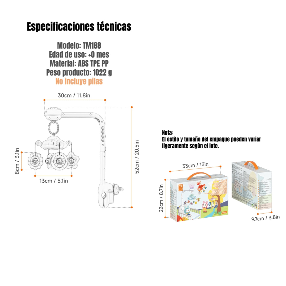 Móvil Proyector Luz Bluetooth Giratorio TM188 LuBabycas