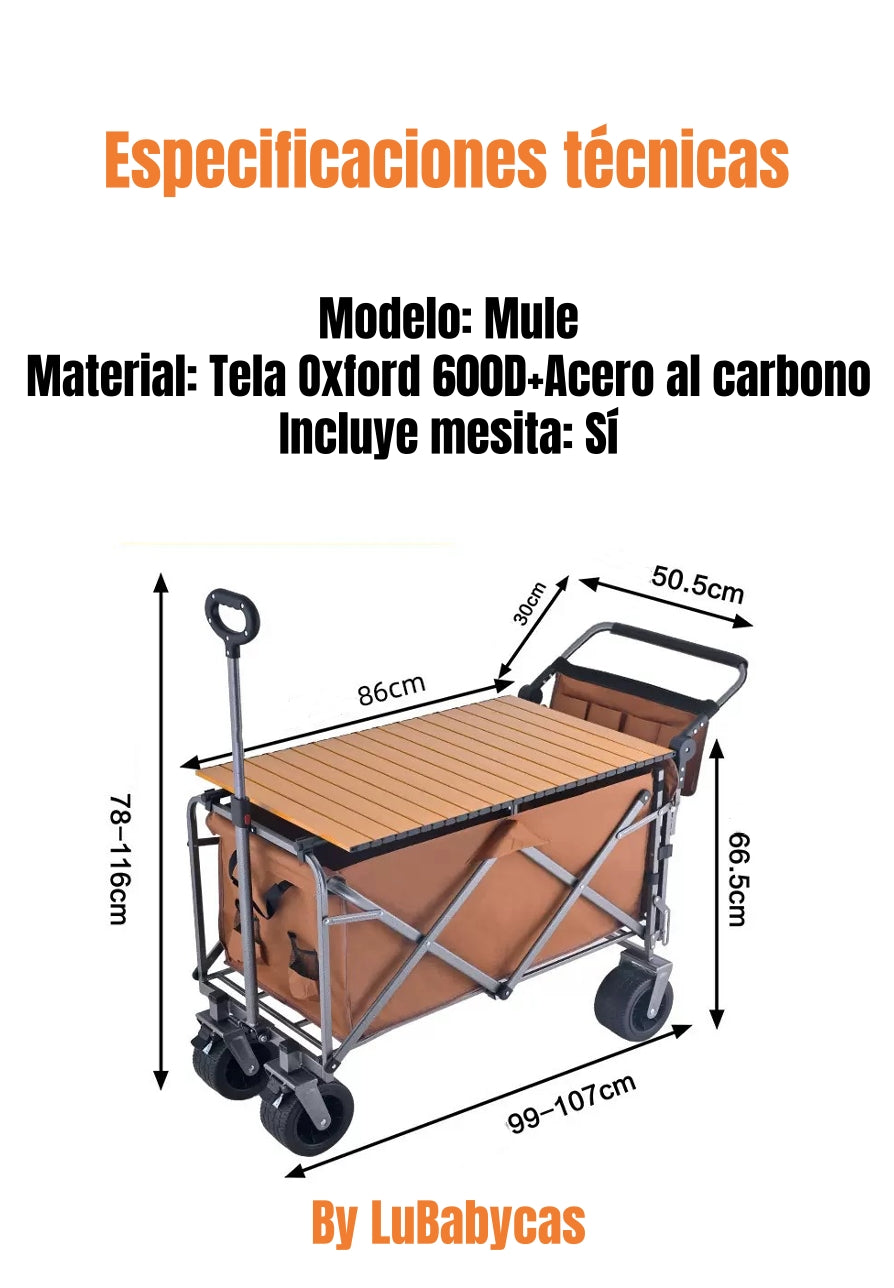 Carro Camping Expandible Con Mesa Multifuncional Mule