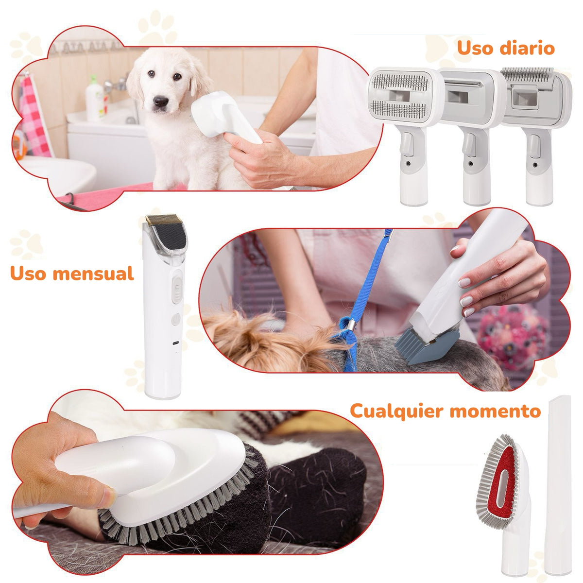 Kit De Aseo Mascotas Aspiradora Cortapelos 2 En 1 Clean