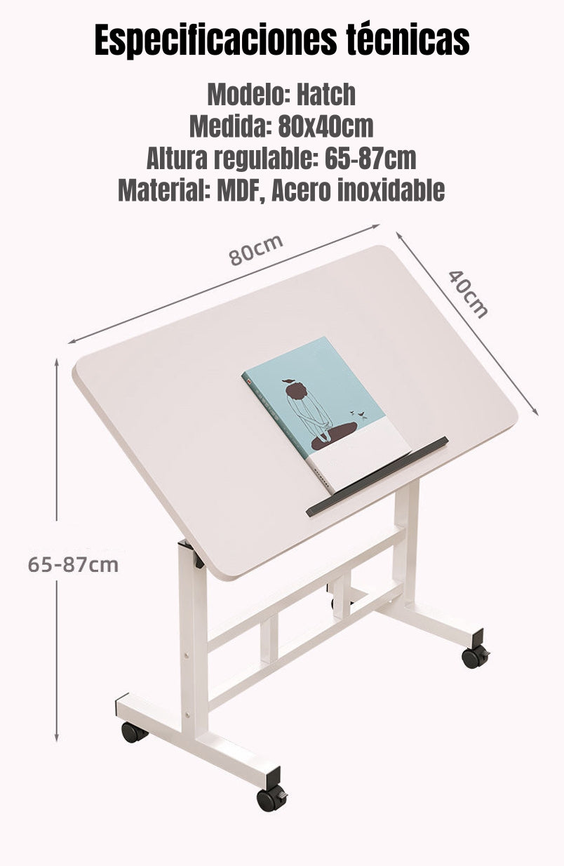 Escritorio Plegable Hatch 80x40cm Con Barrera Antideslizante