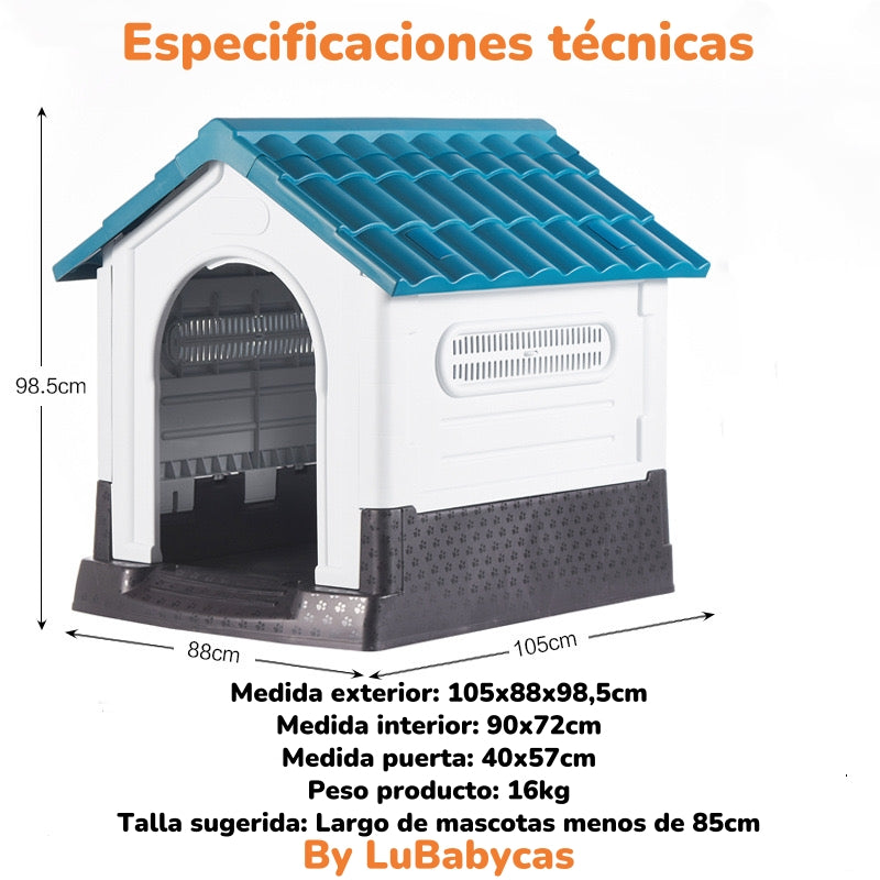 Casa De Perro Exterior Extra Grande 105cm Azul 452 LuBabycas