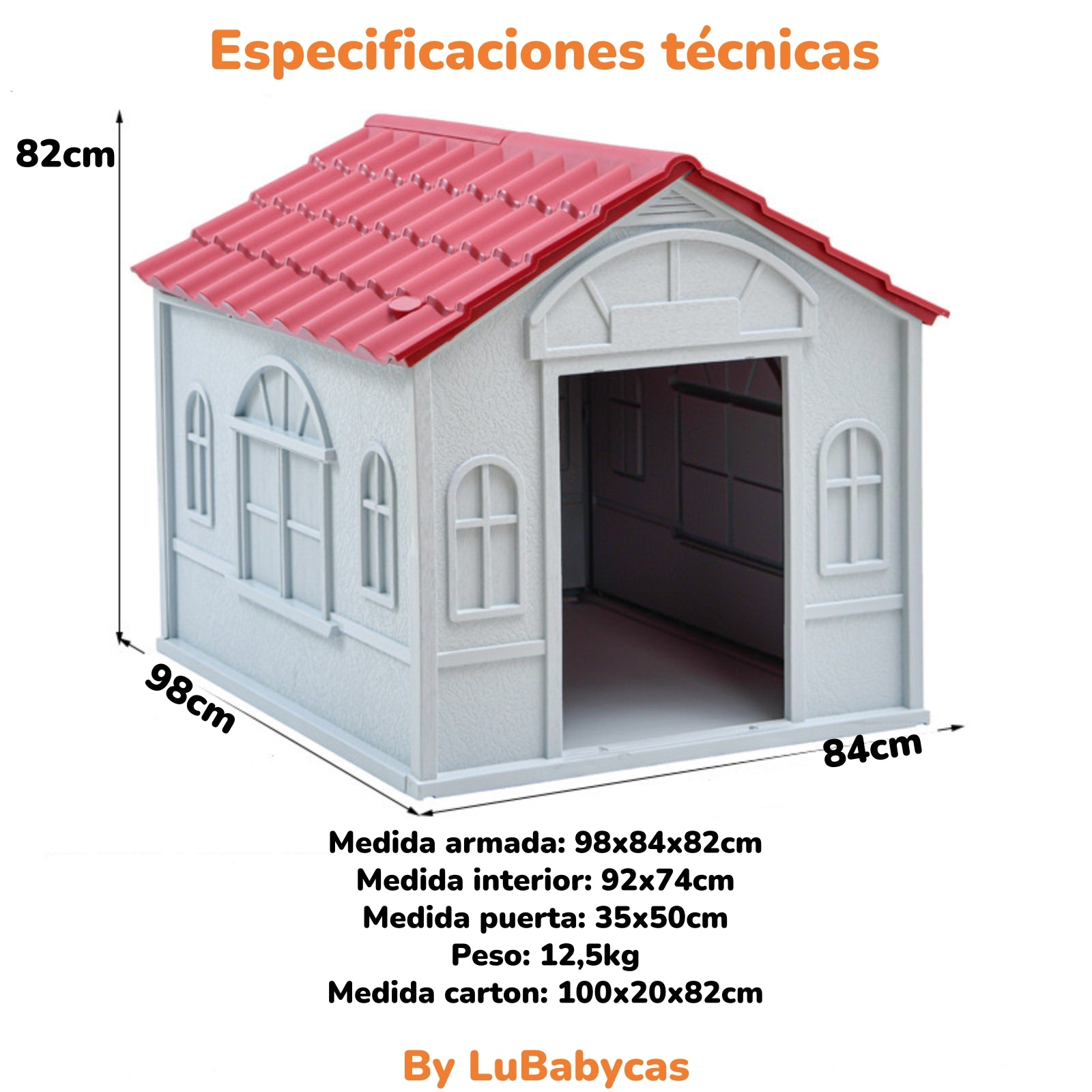 Casa De Perro Mascota Exterior Grande 98cm Roja By LuBabycas