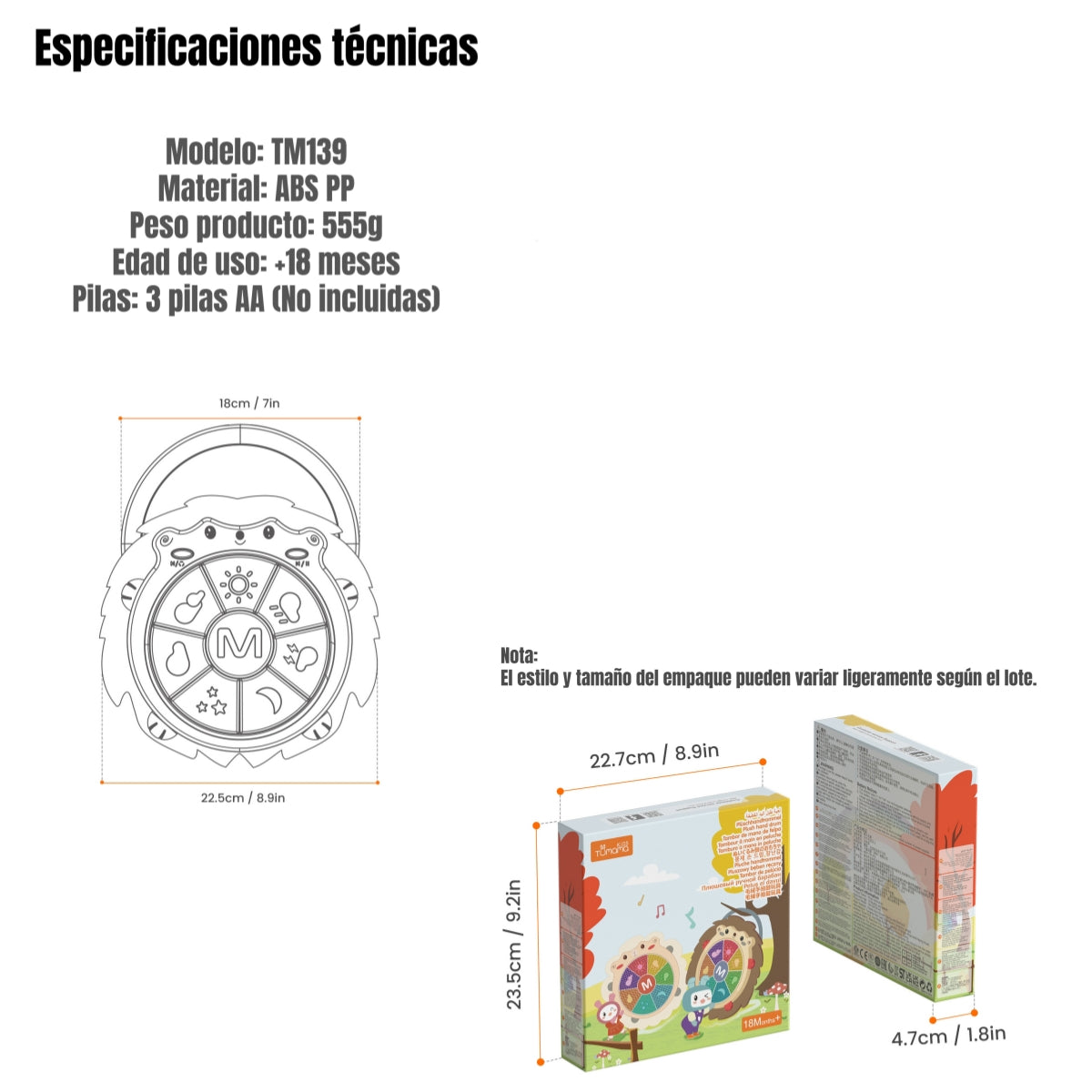 Juguete Sensorial Musical Con Luces 0-6 Años TM139 LuBabycas