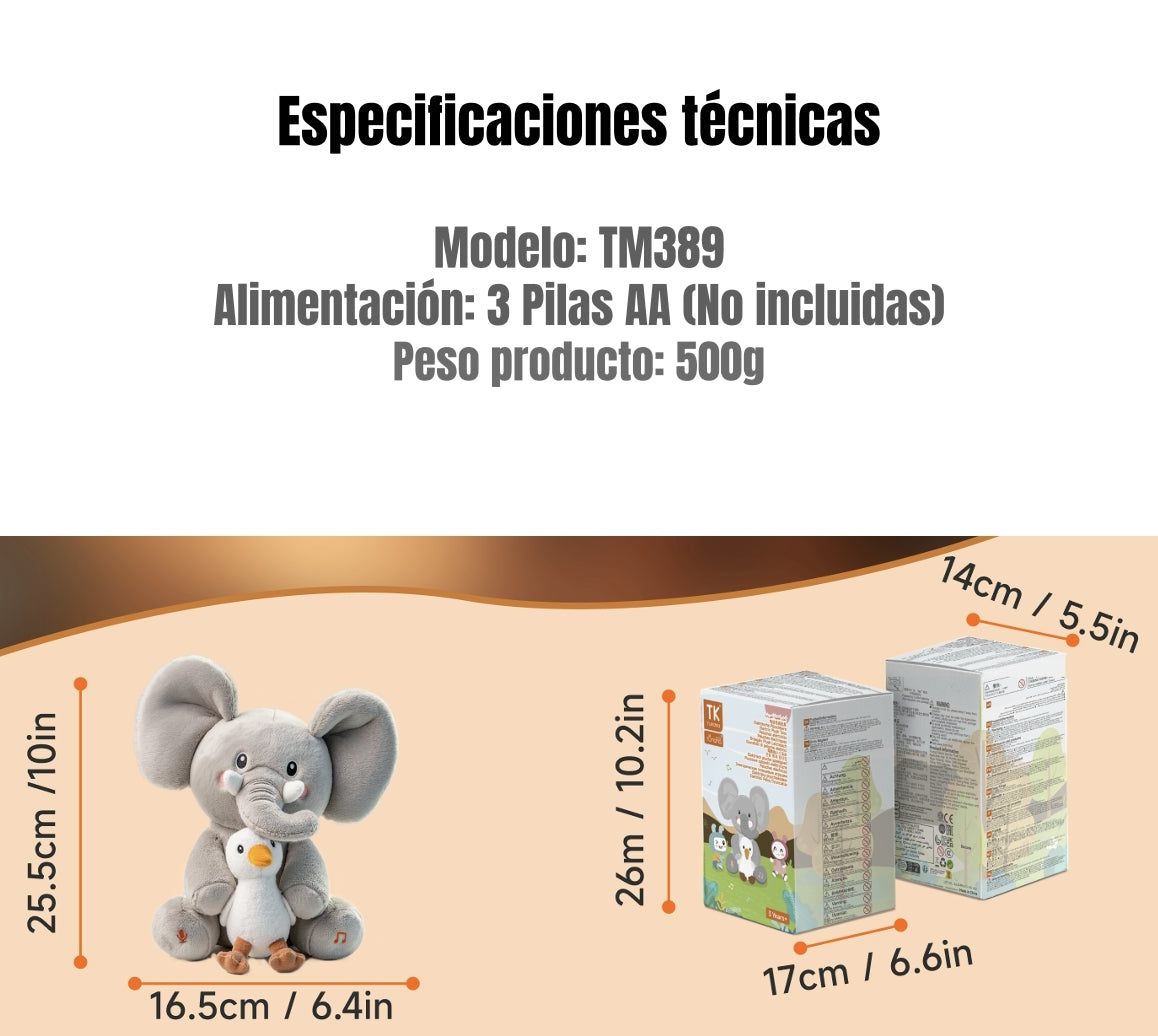 Peluche Elefante Interactivo Graba Canta y se Balancea TM389