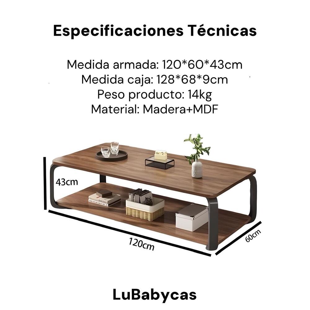 Mesa De Centro Rectangular 2 Niveles 120x60x43cm LuBabycas
