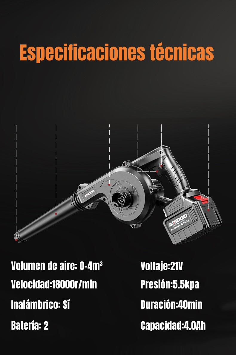 Sopladora Aspiradora Inalámbrica 2 Baterías 21V C01