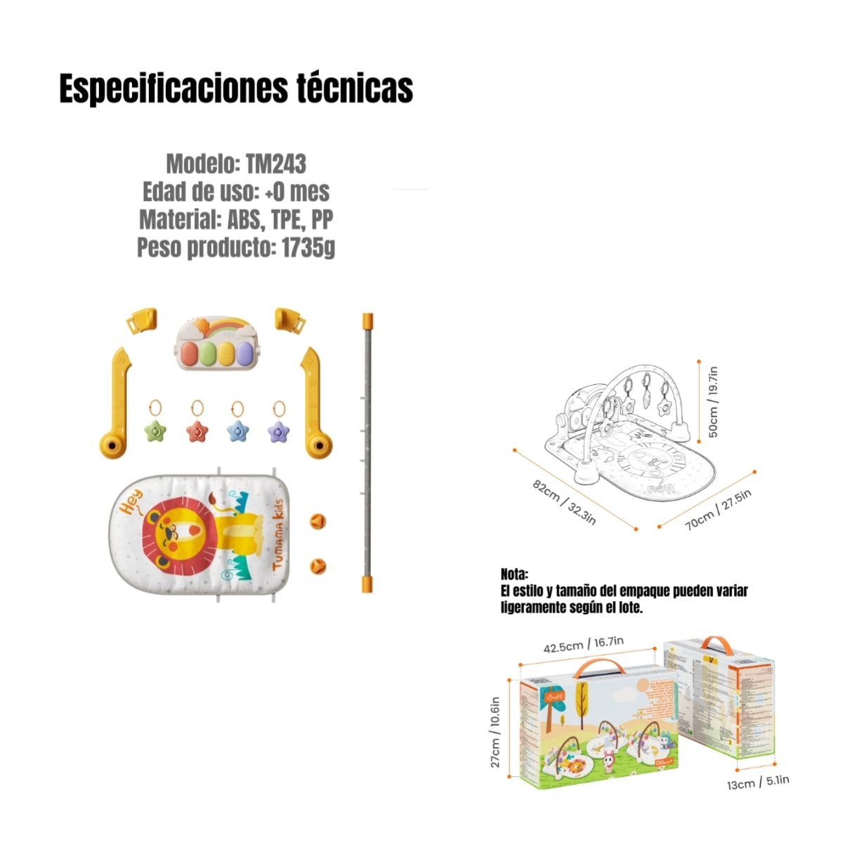 Gimnasio Musical Piano Con Bluetooth 3 En 1 TM243 LuBabycas